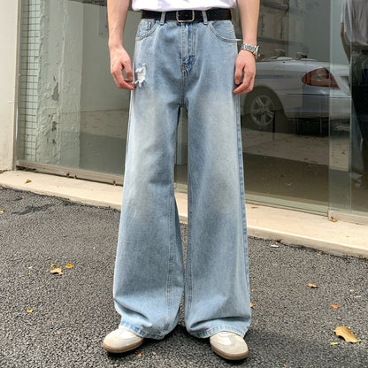 Damage Wide Leg Denim Jeans WN24875
