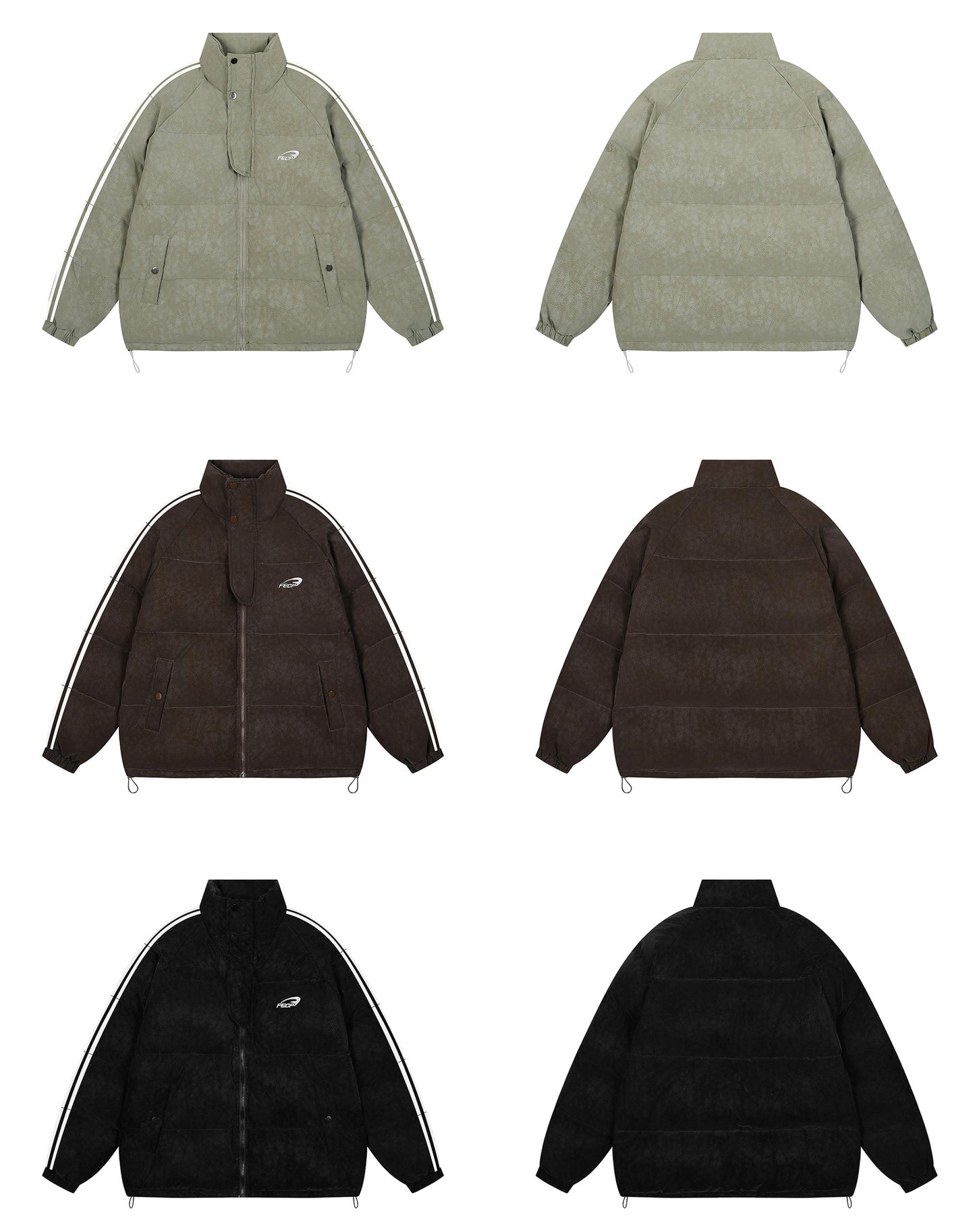 Letter Embroidery Stripe Puffer Jacket WN11494