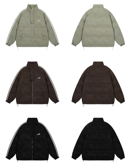 Letter Embroidery Stripe Puffer Jacket WN11494