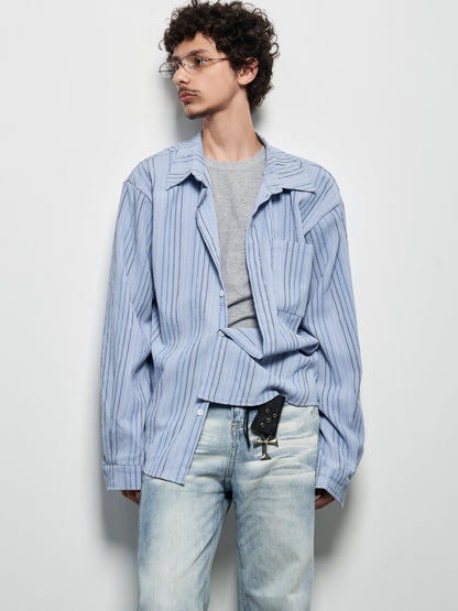 Stripe Oversize Long Sleeve Shirt WN22930