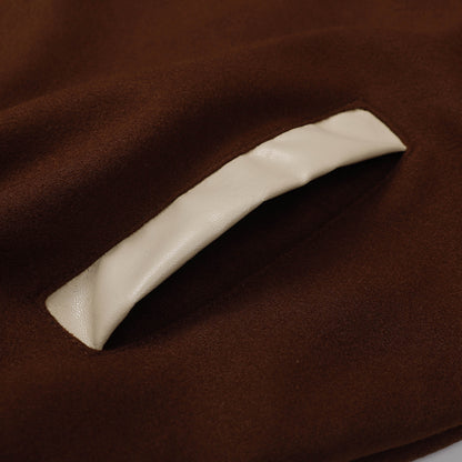 Letter Embroidery PU Leather Patchwork Baseball Jacket WN11573