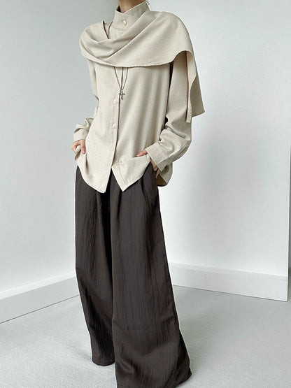 Pleats Relaxed Fit Flowy Wide Leg Pants WN19649