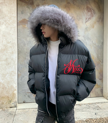 Detachable Hooded Embroidered Fake Fur-Collar Padded Jacket WN22208