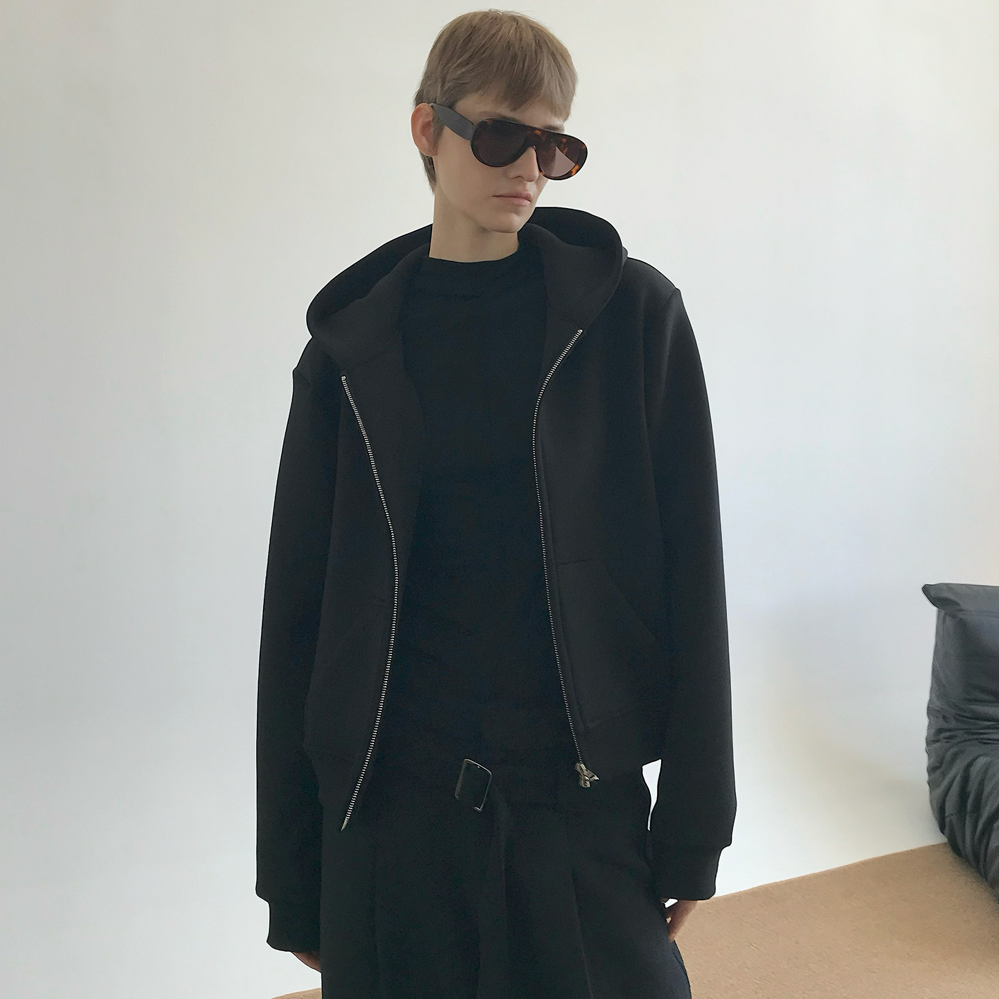 Plain Double Zipper Hoodie WN21598