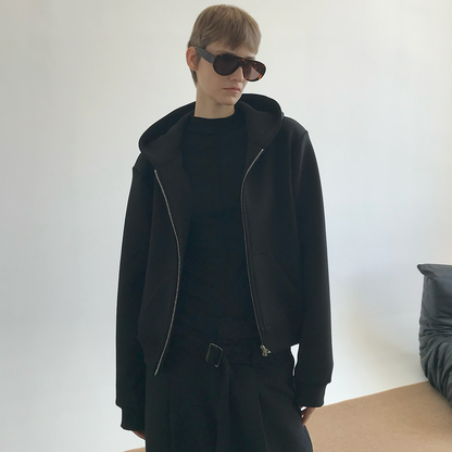 Plain Double Zipper Hoodie WN21598