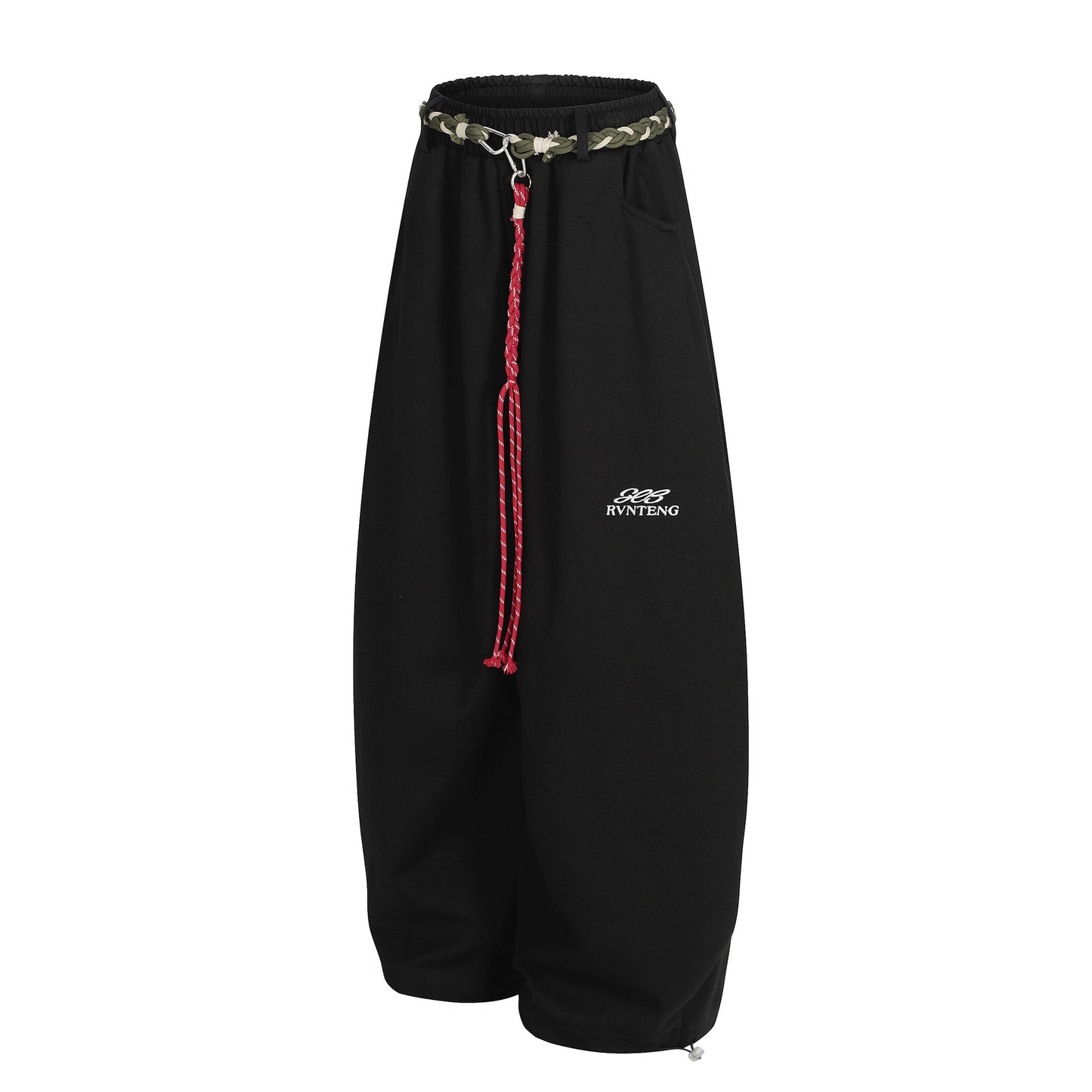 Rope Drawstring Curved Wide Leg Sweatpants WN25708