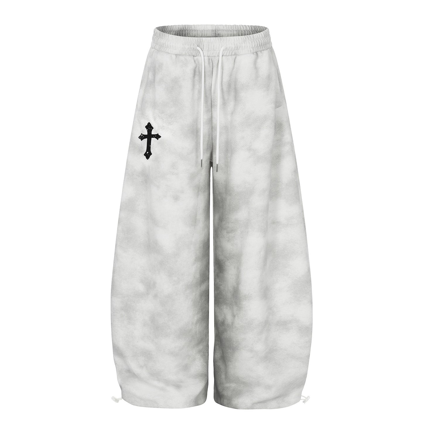 Cloud Washed Cross Embroidery Wide Leg Sweaetpants WN25527