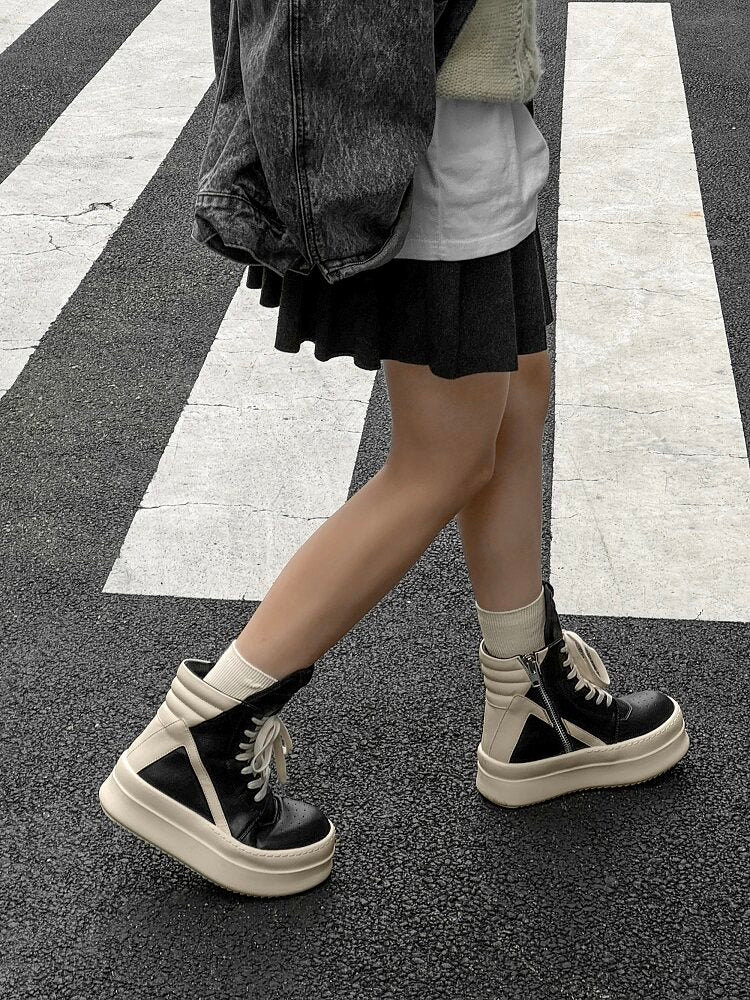 Color Block Side Zipper Thick Sole Short Boots WN24565