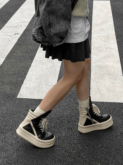 Color Block Side Zipper Thick Sole Short Boots WN24565