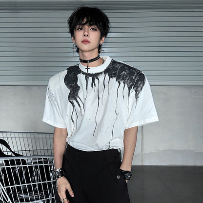 Oversize Drip Print Short Sleeve T-Shirt WN25087