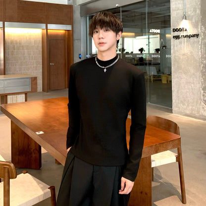 Plain Shoulder-Pad Long Sleeve T-Shirt WN25199