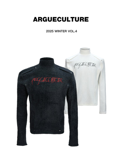 Plush Deconstructed Embroiderey Slim Long-sleeve  T-Shirt WN22664