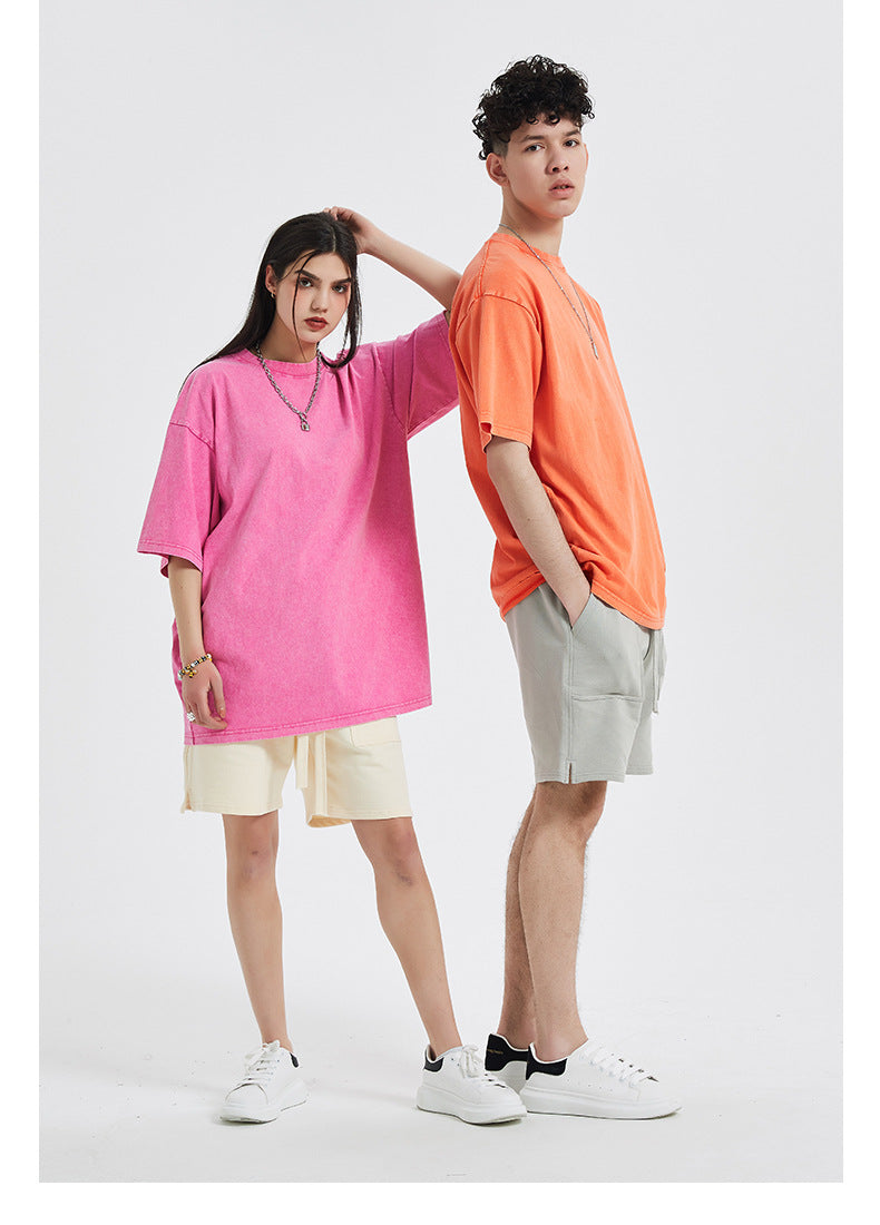 Vintage Dyed Oversize Short-sleeve T-shirt & Vintage Dyed Short Sweatpants Setup WN6631-K