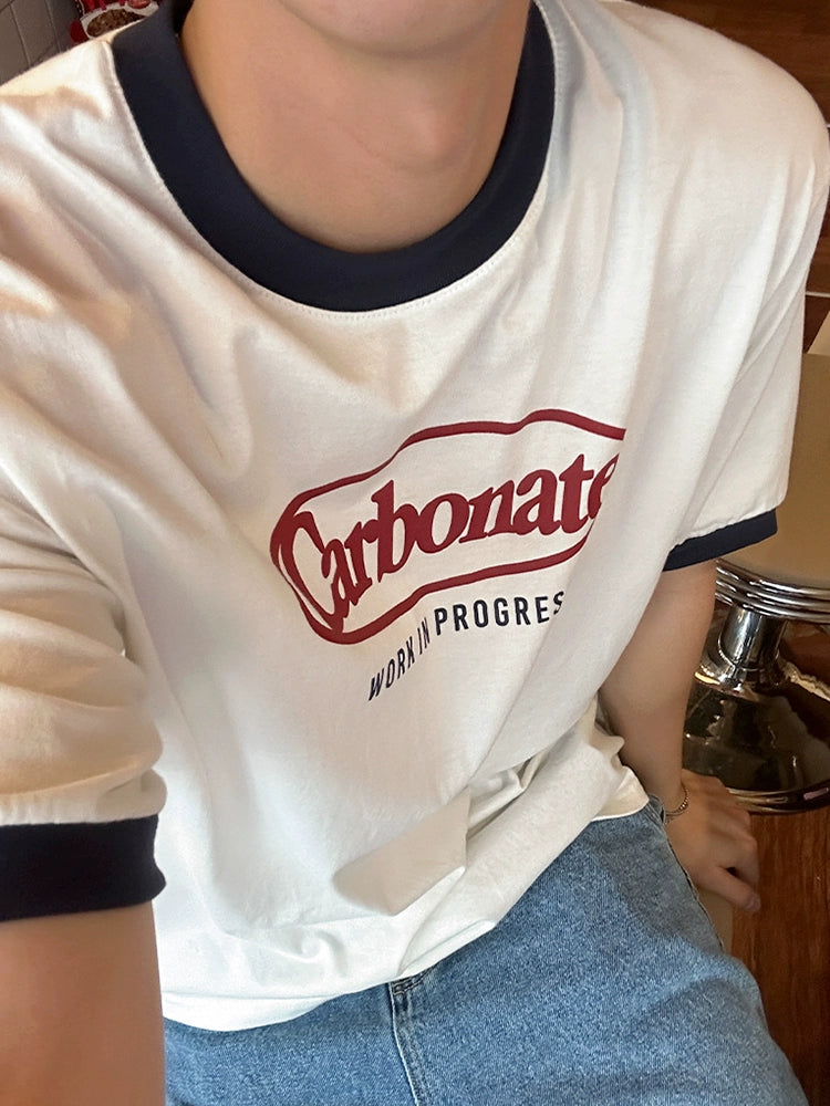 Letter Print Colorblock Oversize Short Sleeve T-Shirt WN20298