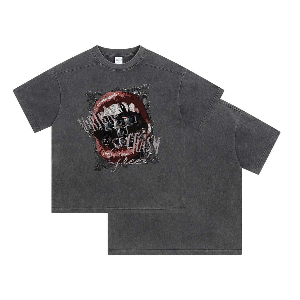 Wax Dye Washed Graphic Print Short Sleeve T-Shirt WN16253