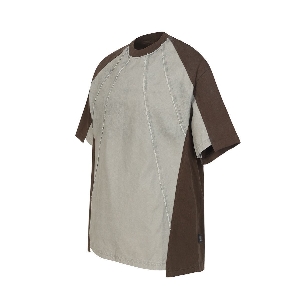 Washed Raw-Edge Splice Short Sleeve T-Shirt WN25743