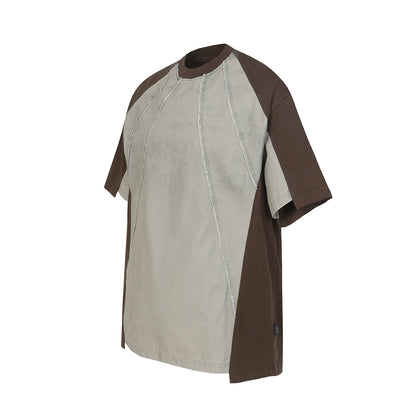 Washed Raw-Edge Splice Short Sleeve T-Shirt WN25743