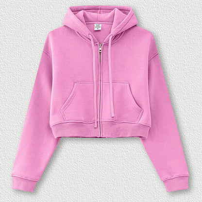 Cropped Sporty Zipper Hoodie & Sweat Jogger Pants & Straight-Leg Sweatpants Setup WN23116