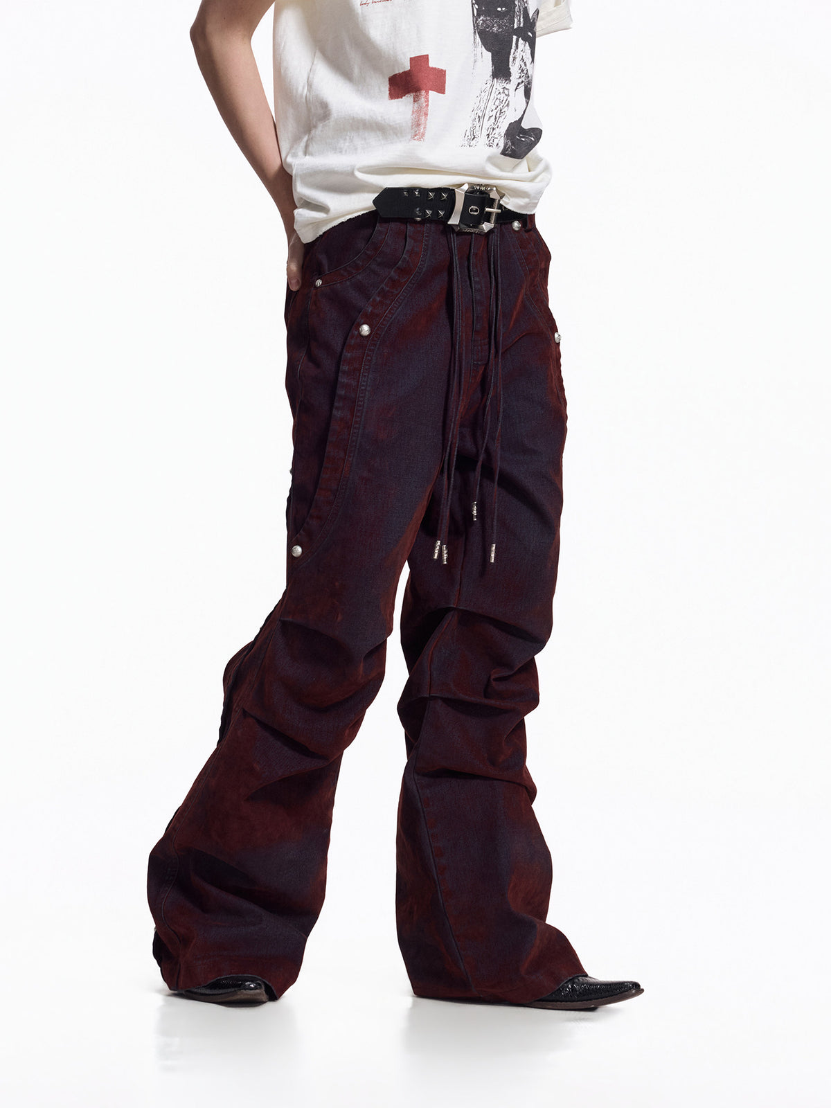 Washed Drawstring Wide Leg Pants WN27455