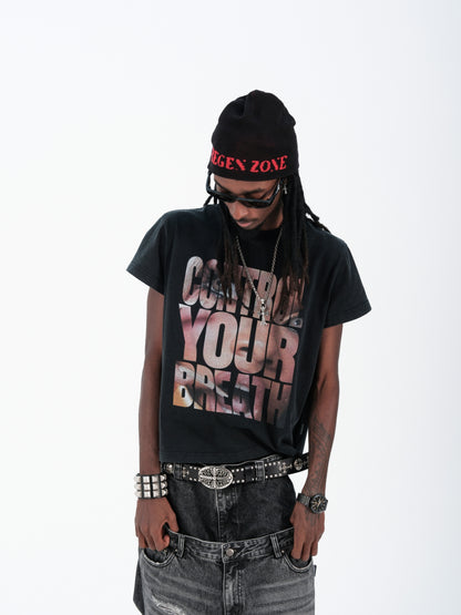 Portrait Letter Print Short Sleeve T-Shirt WN26625