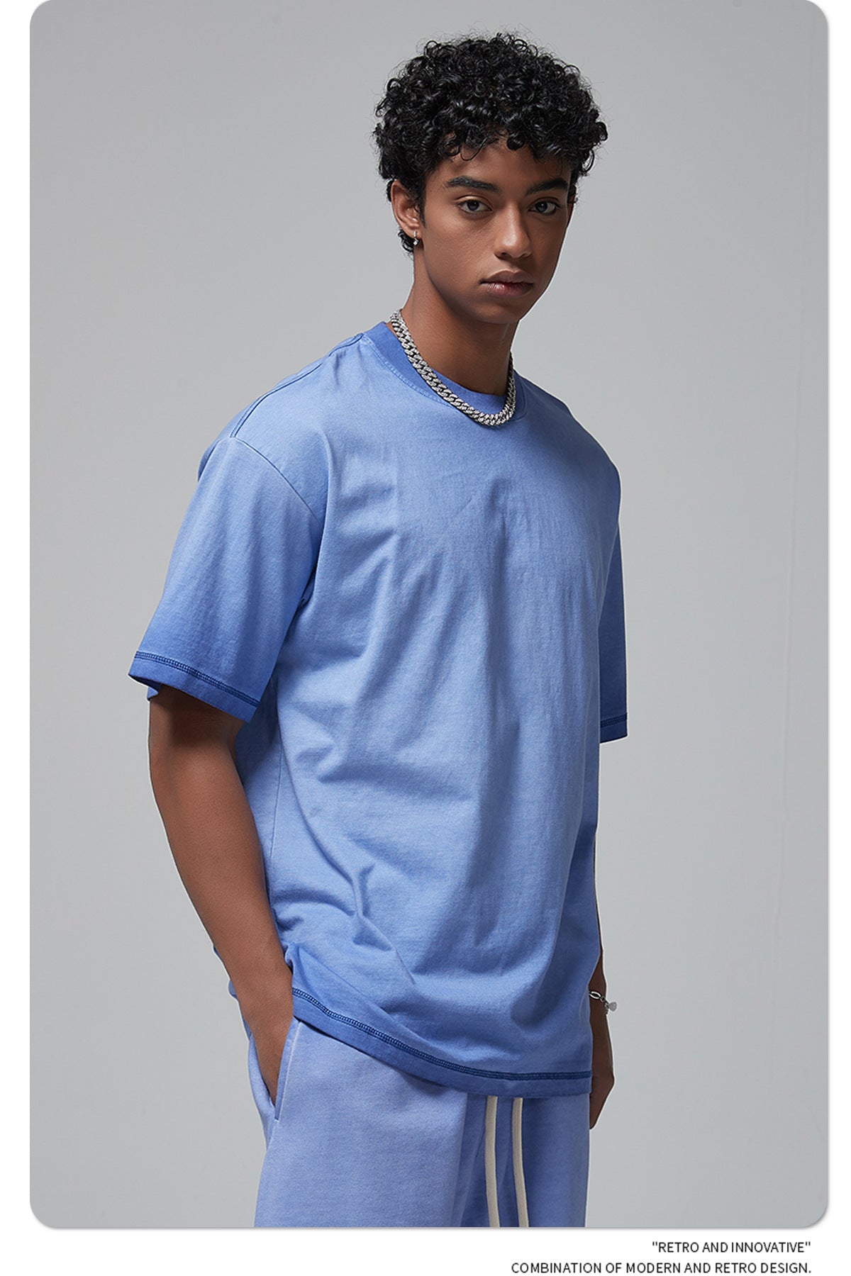 Vintage Dyed Oversize Short-sleeve T-shirt & Vintage Dyed Short Sweatpants Setup WN6642