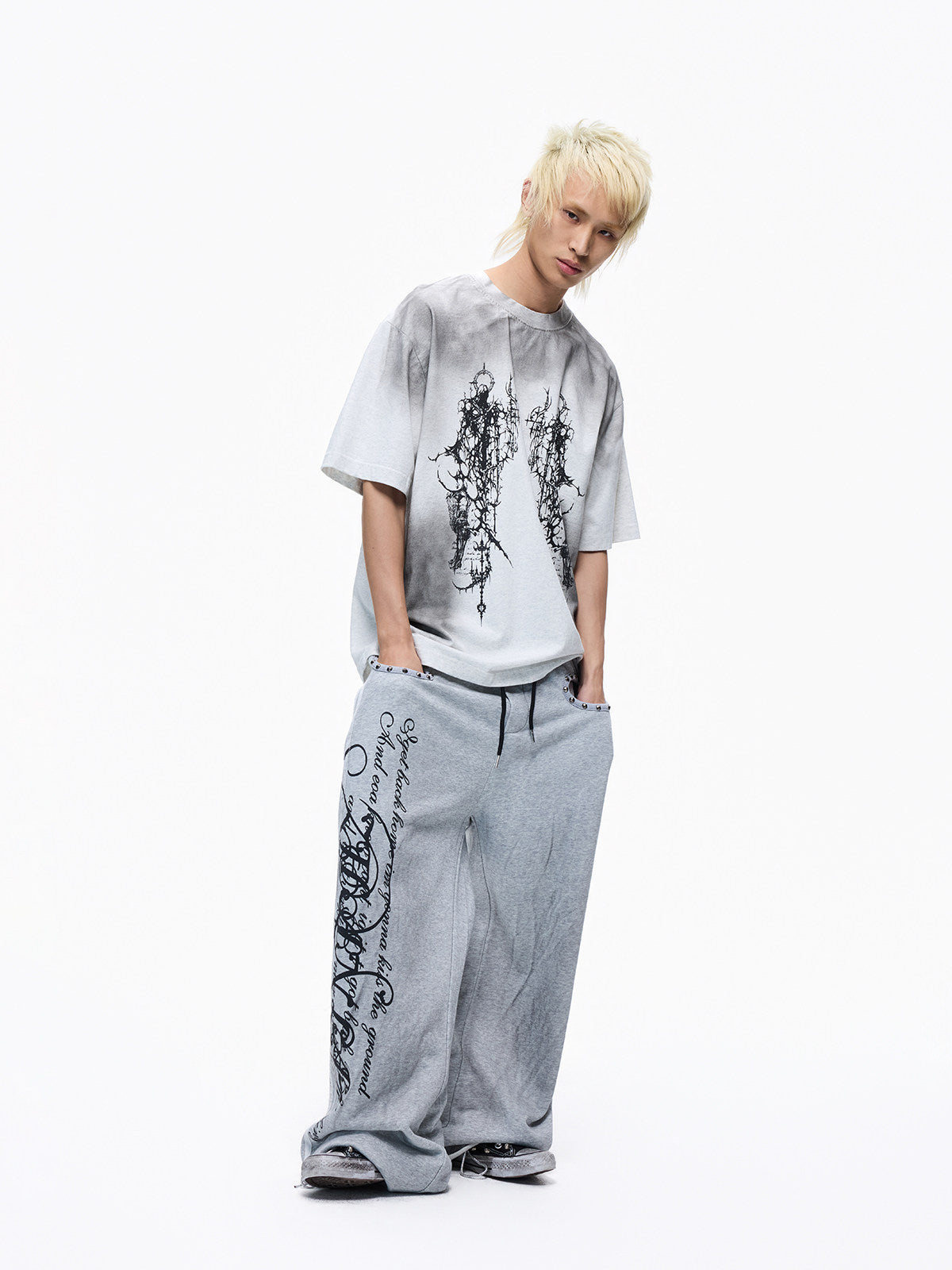 Washed Art Graphic Print Short Sleeve T-Shirt WN27256