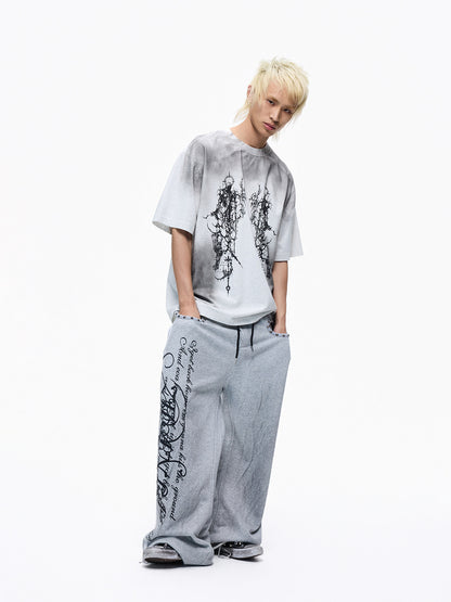 Washed Art Graphic Print Short Sleeve T-Shirt WN27256