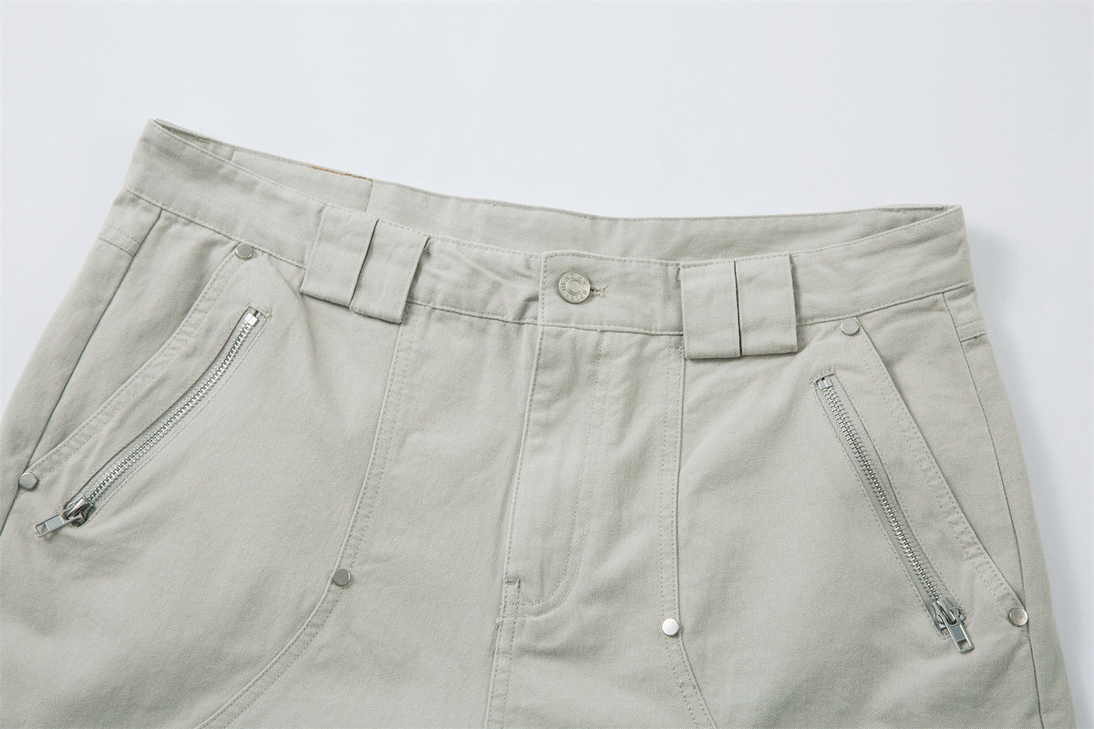 Multi-Pocket Wide Leg Cargo Half Pants WN26813