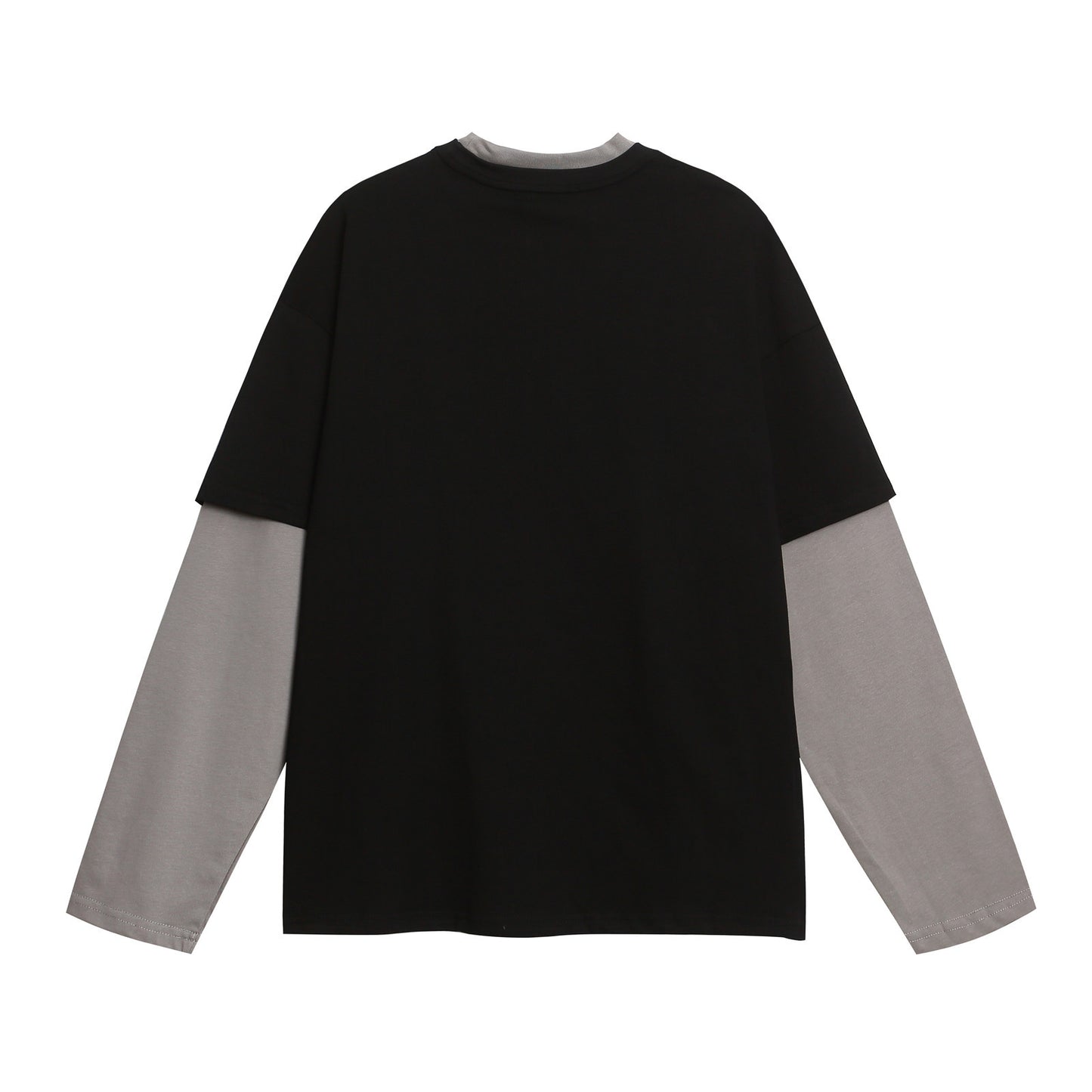 Patchwork Color Block Oversize Long Sleeve T-Shirt WN26936