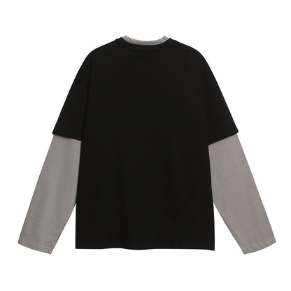 Patchwork Color Block Oversize Long Sleeve T-Shirt WN26936