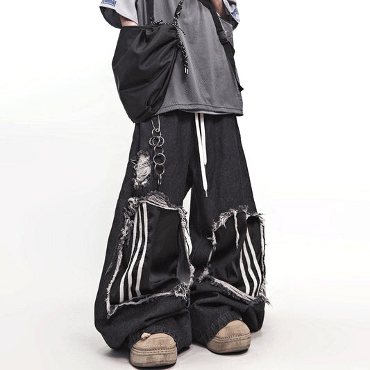 Ripped Wide Leg Denim Jeans WN23995