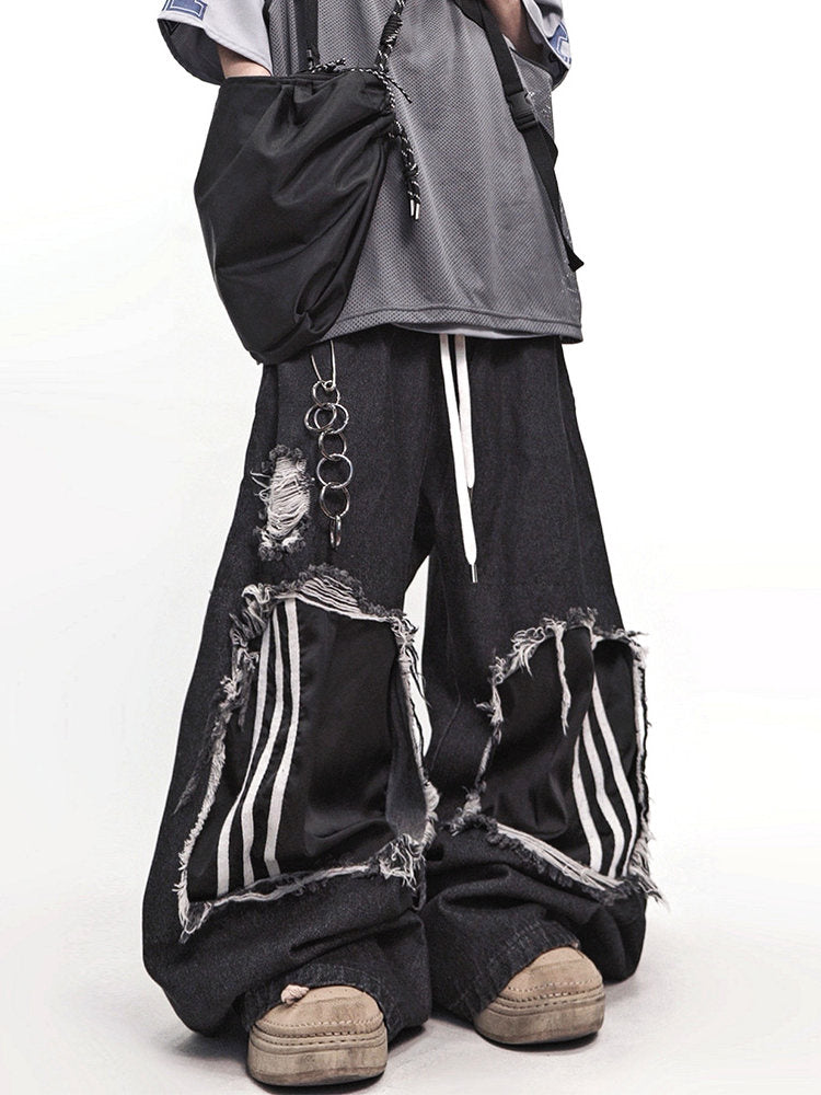 Ripped Wide Leg Denim Jeans WN23995