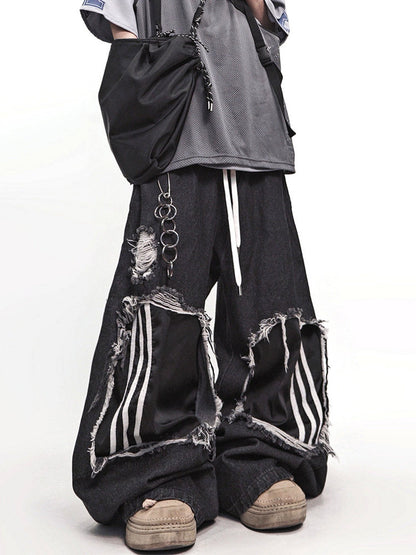 Ripped Wide Leg Denim Jeans WN23995