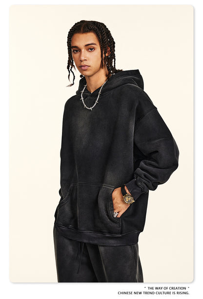 Oversize Fleece Lining Washed Pullover Hoodie WN9924