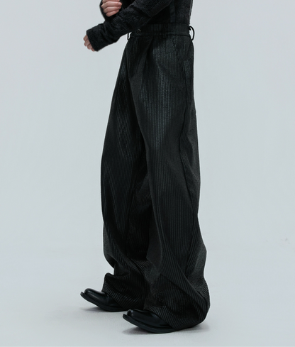 Waxed Textured PU Leather Wide Leg Pants WN21742