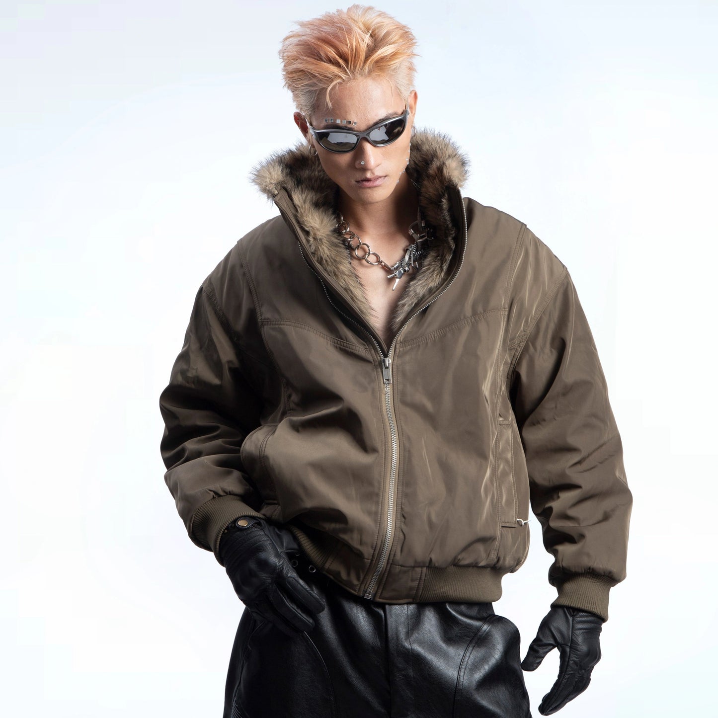 Fleece Lining Stand Neck Puffer Jacket WN20631