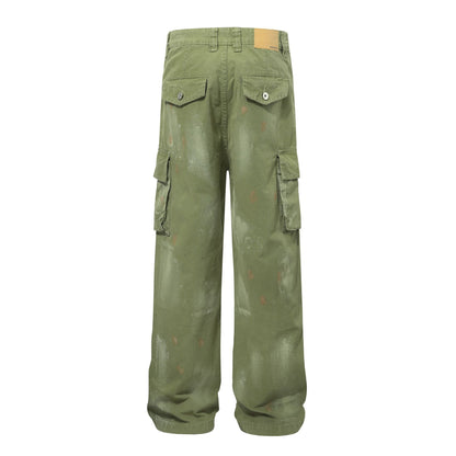 Damage Paint Splatter Multi Pocket Cargo Pants WN26031