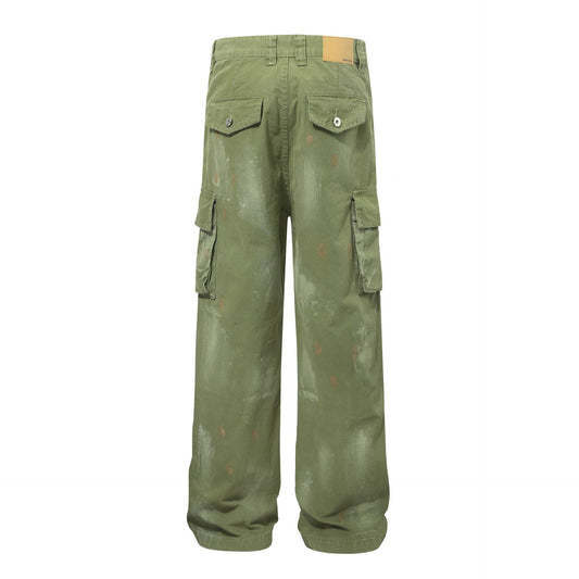 Damage Paint Splatter Multi Pocket Cargo Pants WN26031