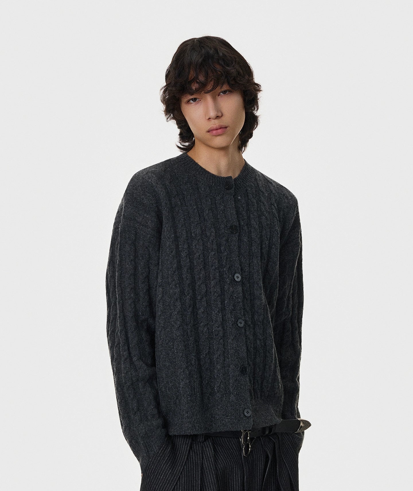 Textured Stripe Oversize Knit Cardigan WN21397