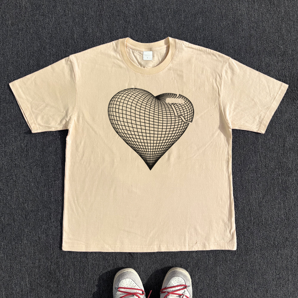 Heart Line Art Design Short Sleeve T-Shirt WN15825