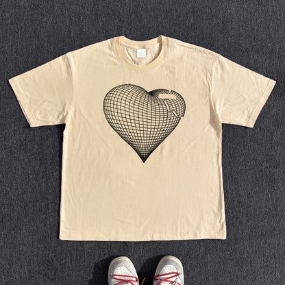 Heart Line Art Design Short Sleeve T-Shirt WN15825