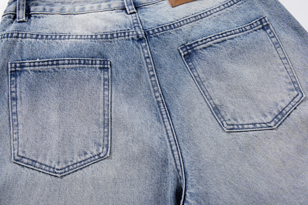 Embroidery Paint Wash Wide Leg Denim Jeans WN27958