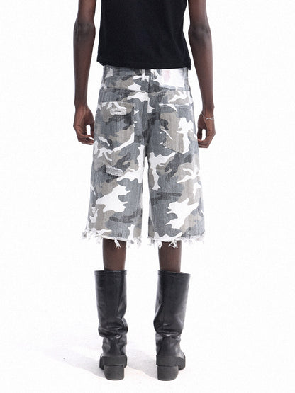 Camouflage Damage Denim Half Pants WN27157