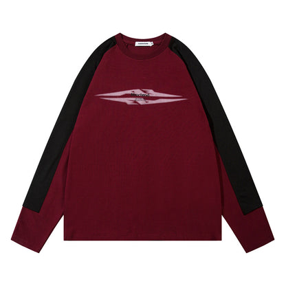 Colorblock Letter Print Long Sleeve T-Shirt WN11381