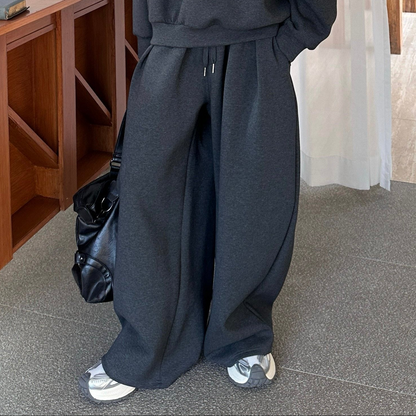 Fake Layered Sweatshirt & Wide Leg Pants Setup WN25192