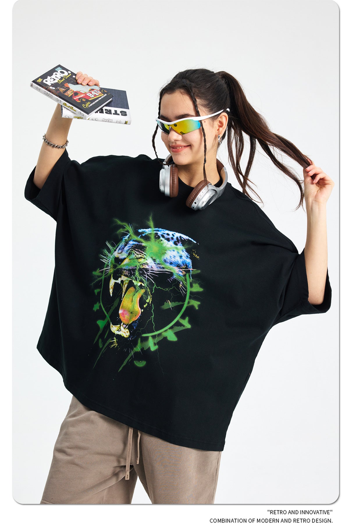 Seamless Graphic Print Oversize Short Sleeve T-Shirt WN16263