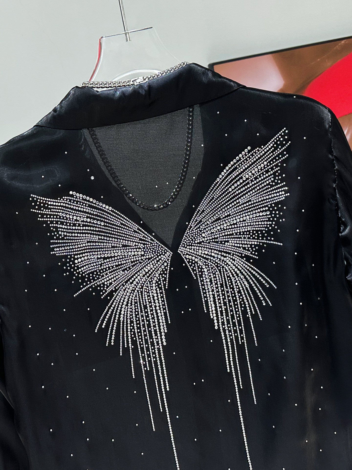Rhinestone Sheer Silky Short Jacket WN23932