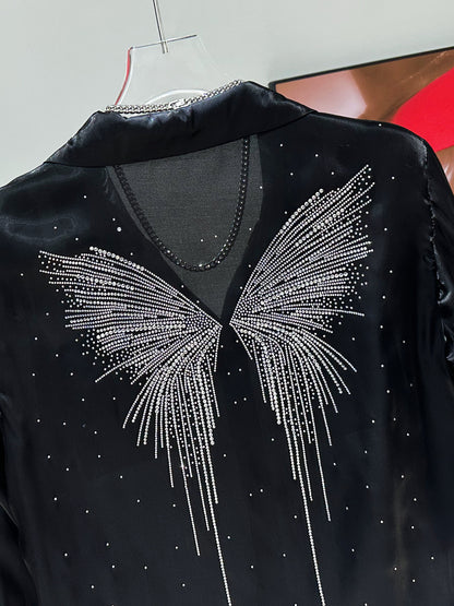 Rhinestone Sheer Silky Short Jacket WN23932