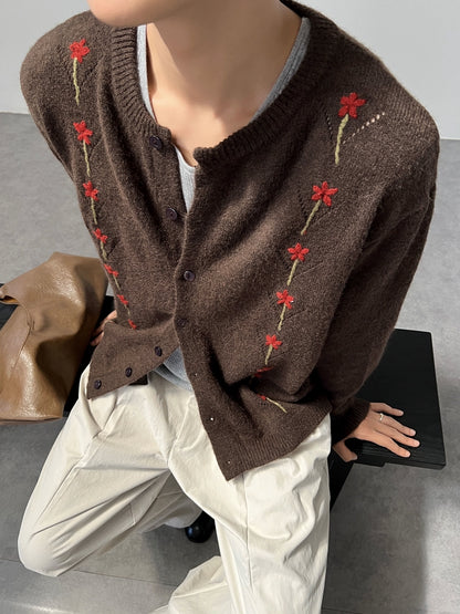 Floral Embroidery Knit Cardigan WN22070