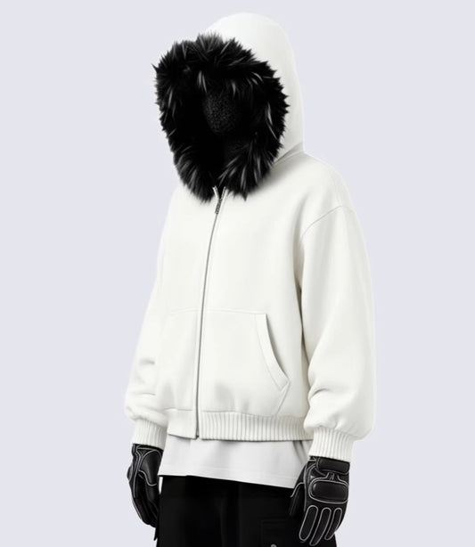 Fake Fur Fleece Lining Oversize Zipper Hoodie WN27959